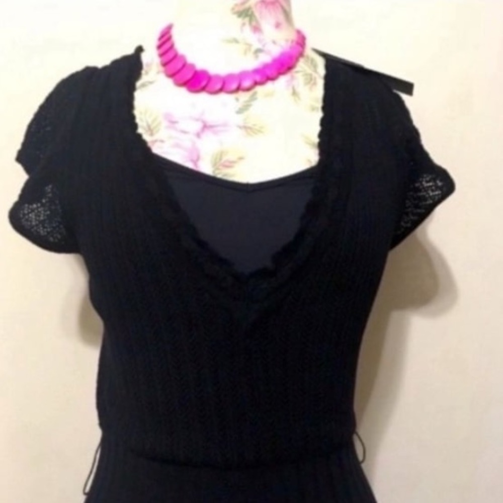 🔴 BCBGmaxAzria Black Pleated Ruffle Black Prom Dress! 🔥 - Picture 4 of 12